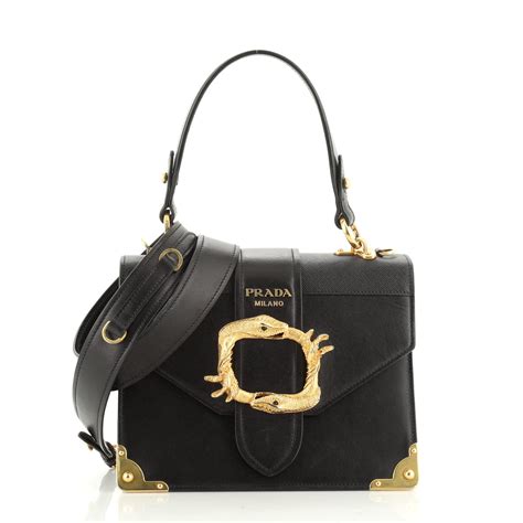 prada city calf bag|PRADA City Calf Saffiano Animalier Cahier Bag Black.